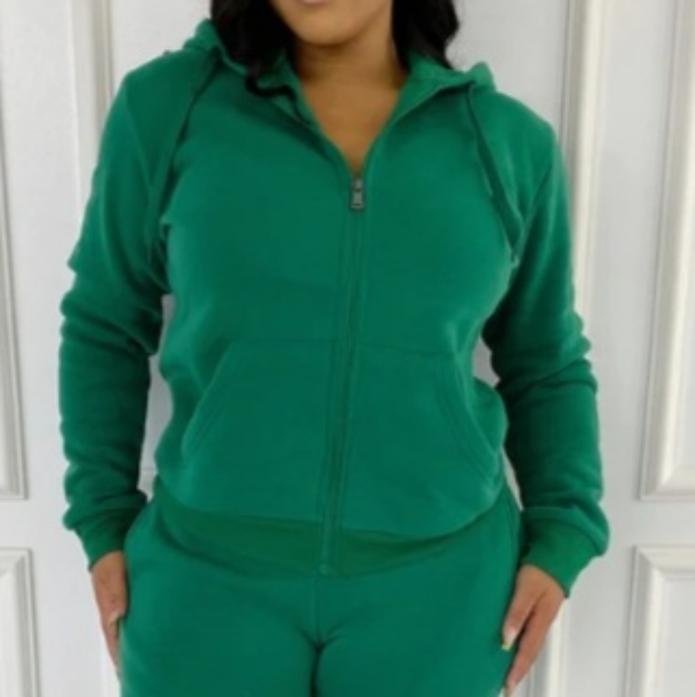 Assorted Color- Zipper Fleece Jogger Set.